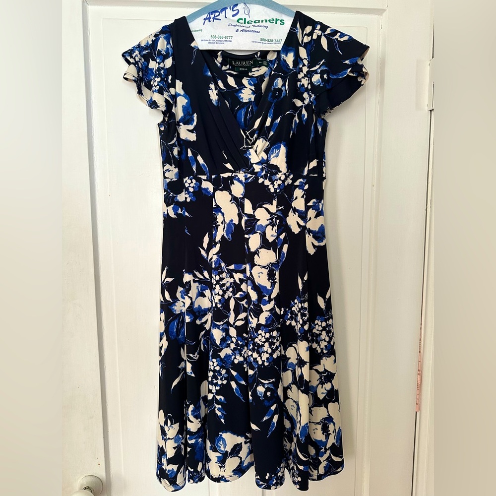 Lauren Ralph Lauren Floral Black Cap Sleeve Dress - Picture 3 of 4